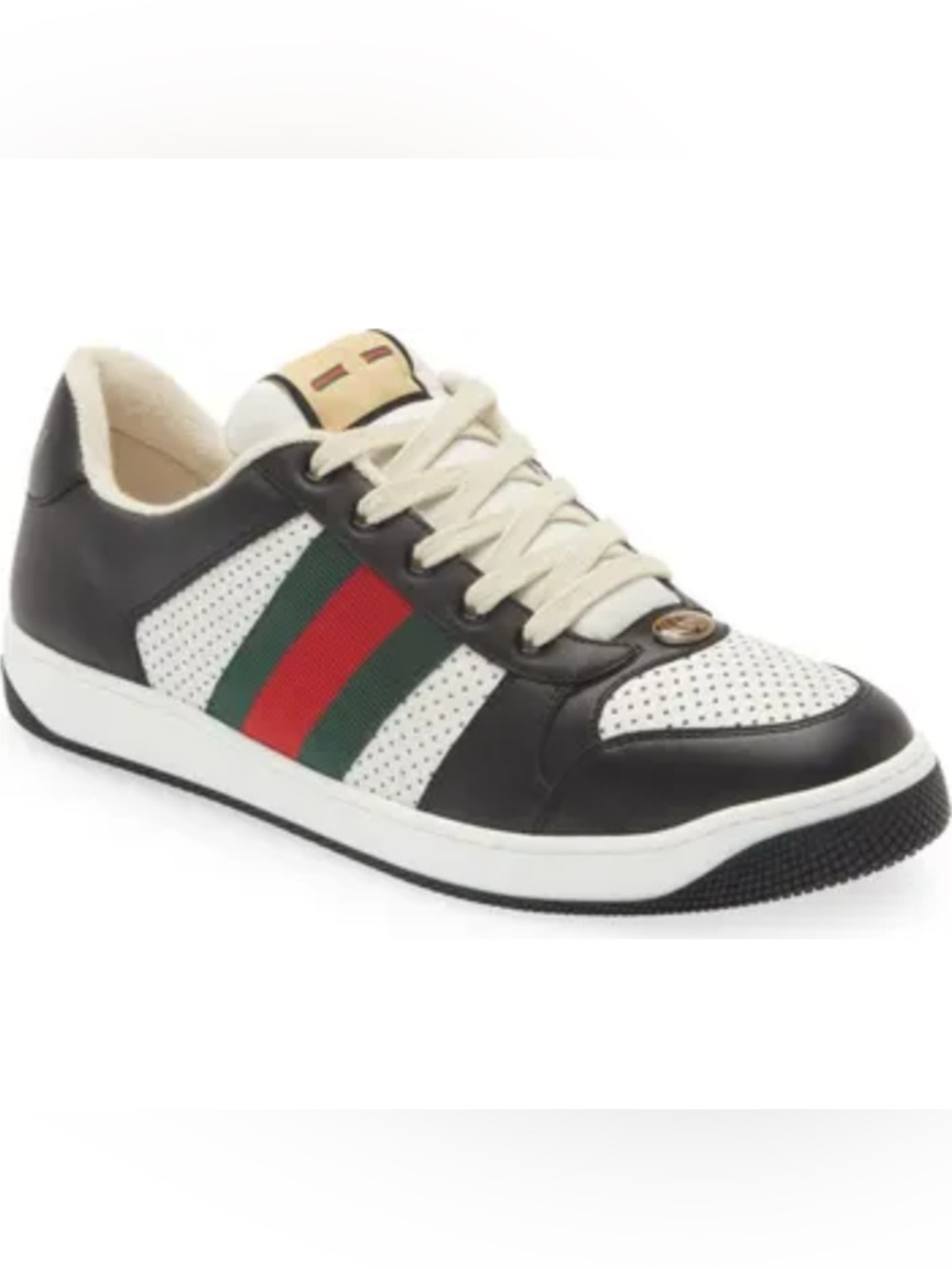 Men's Gucci screener web stripe leather sneakers size 12.5 fits 13
US